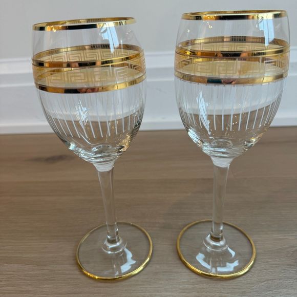 VTG Italian Gold Trimmed Crystal Stemware - Set of 2 - Picture 2 of 8
